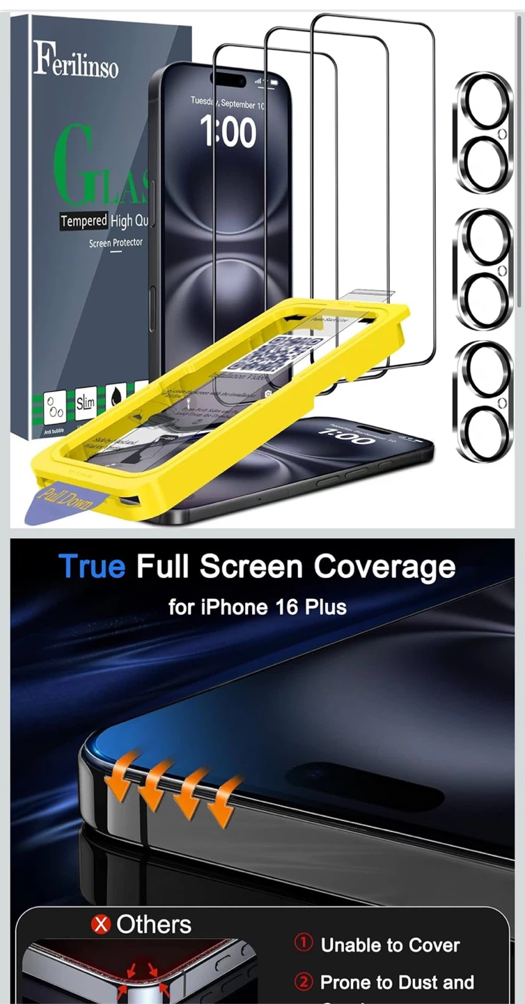 Ferilinsgo High Quality Screen Protector for iPhone 16 Plus
