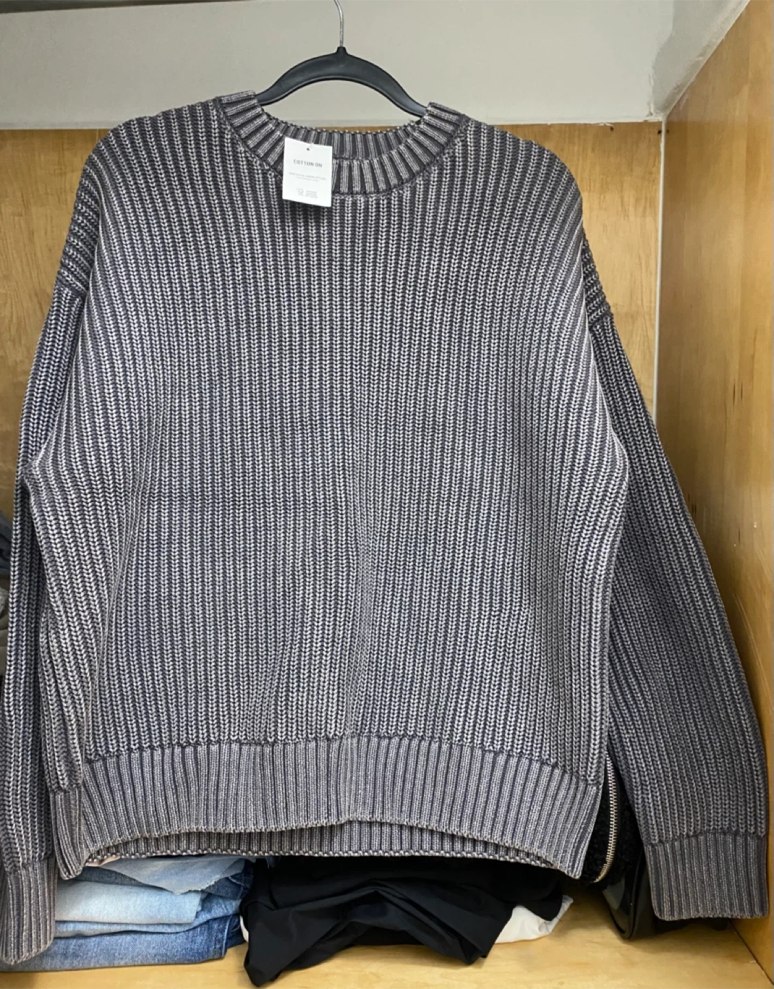 Cotton On Washed Box Fit Crew Knit Sweater Size L