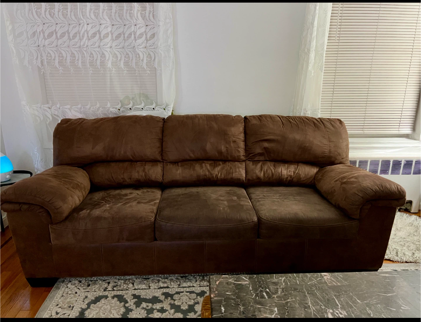 2 Brown Suede Sofa