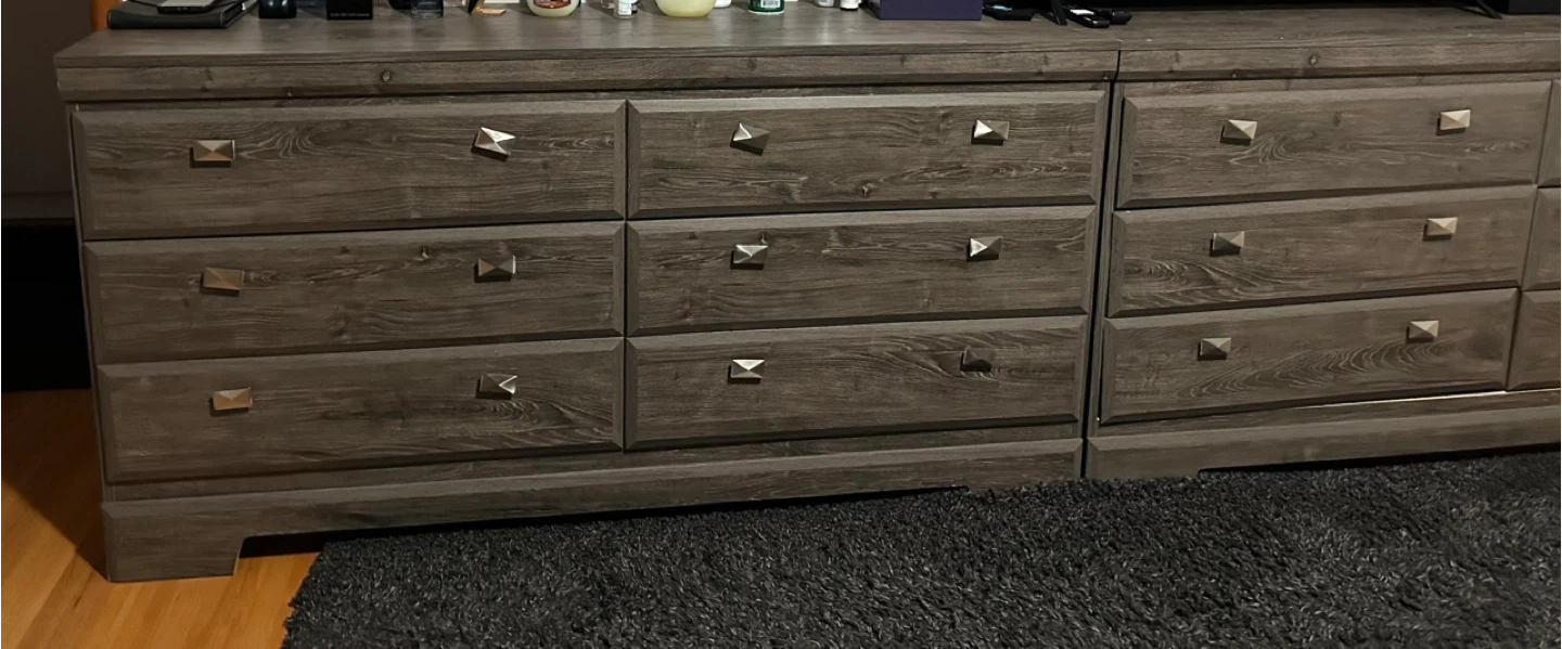 Grey Wood Dresser with 9 Drawers