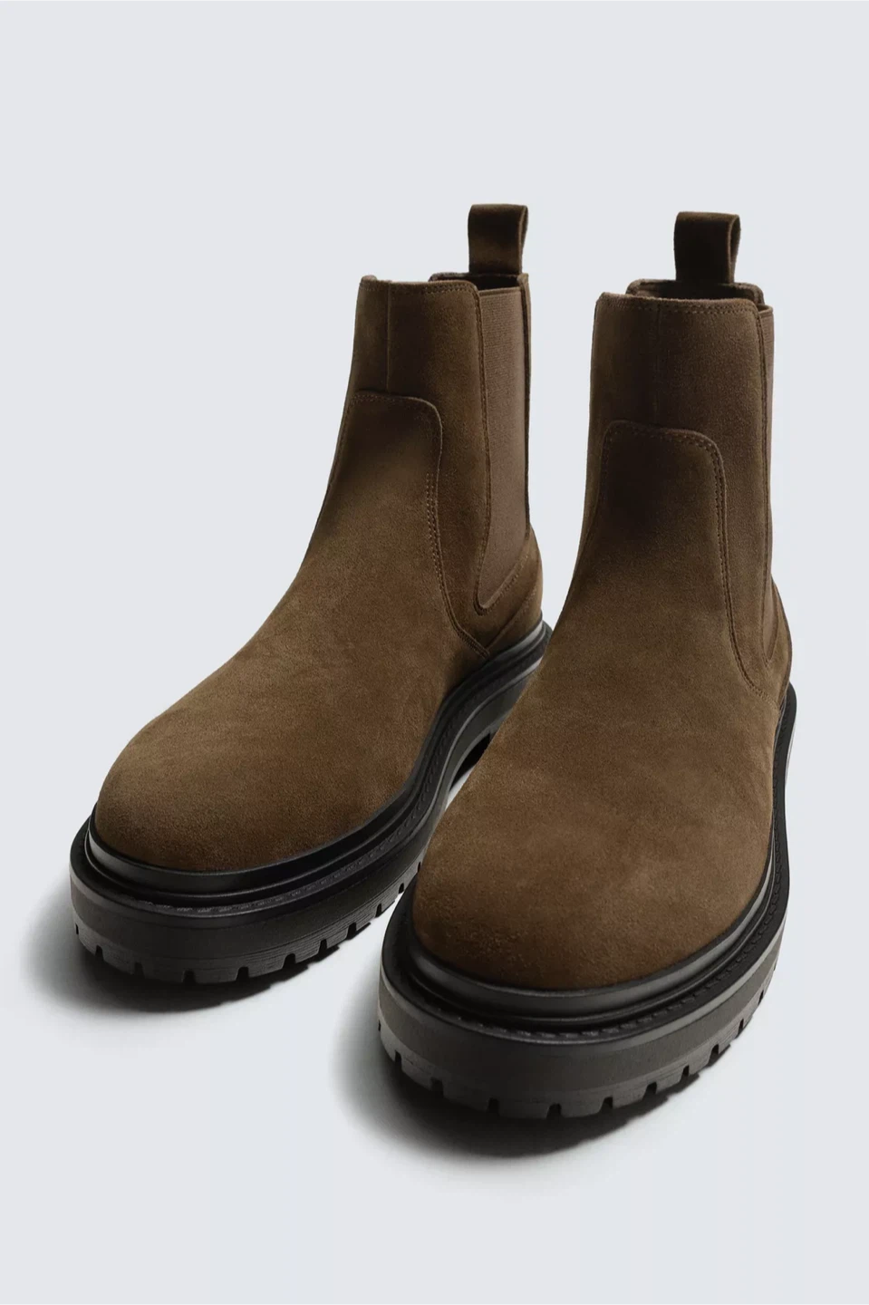 Zara Cow Leather Chelsea Chunky Boots