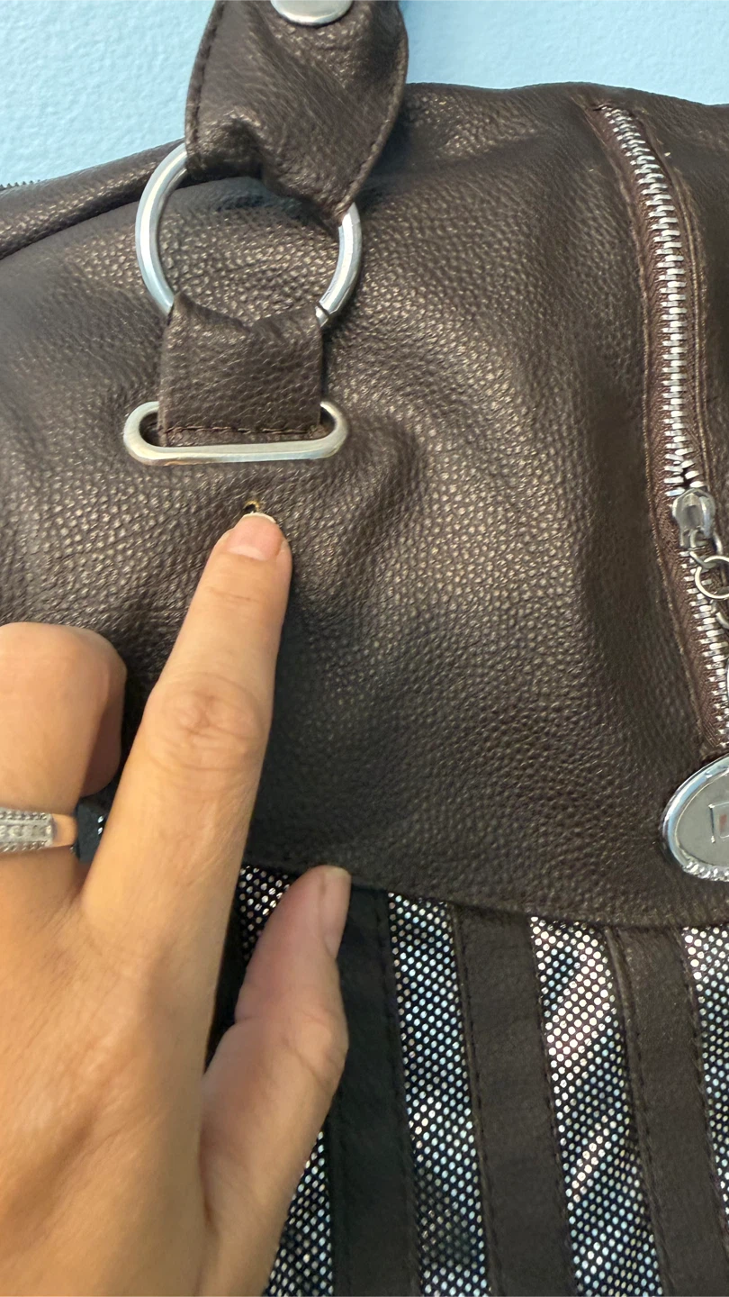 Brown Faux Leather Handbag with Silver Accents - photo 3