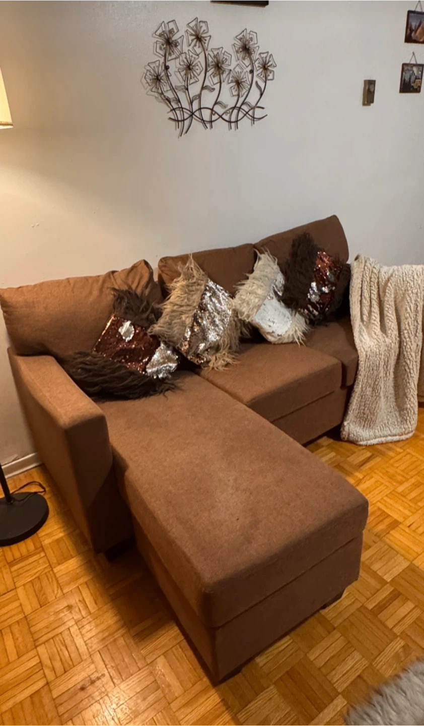 Brown Sectional Sofa with Chaise