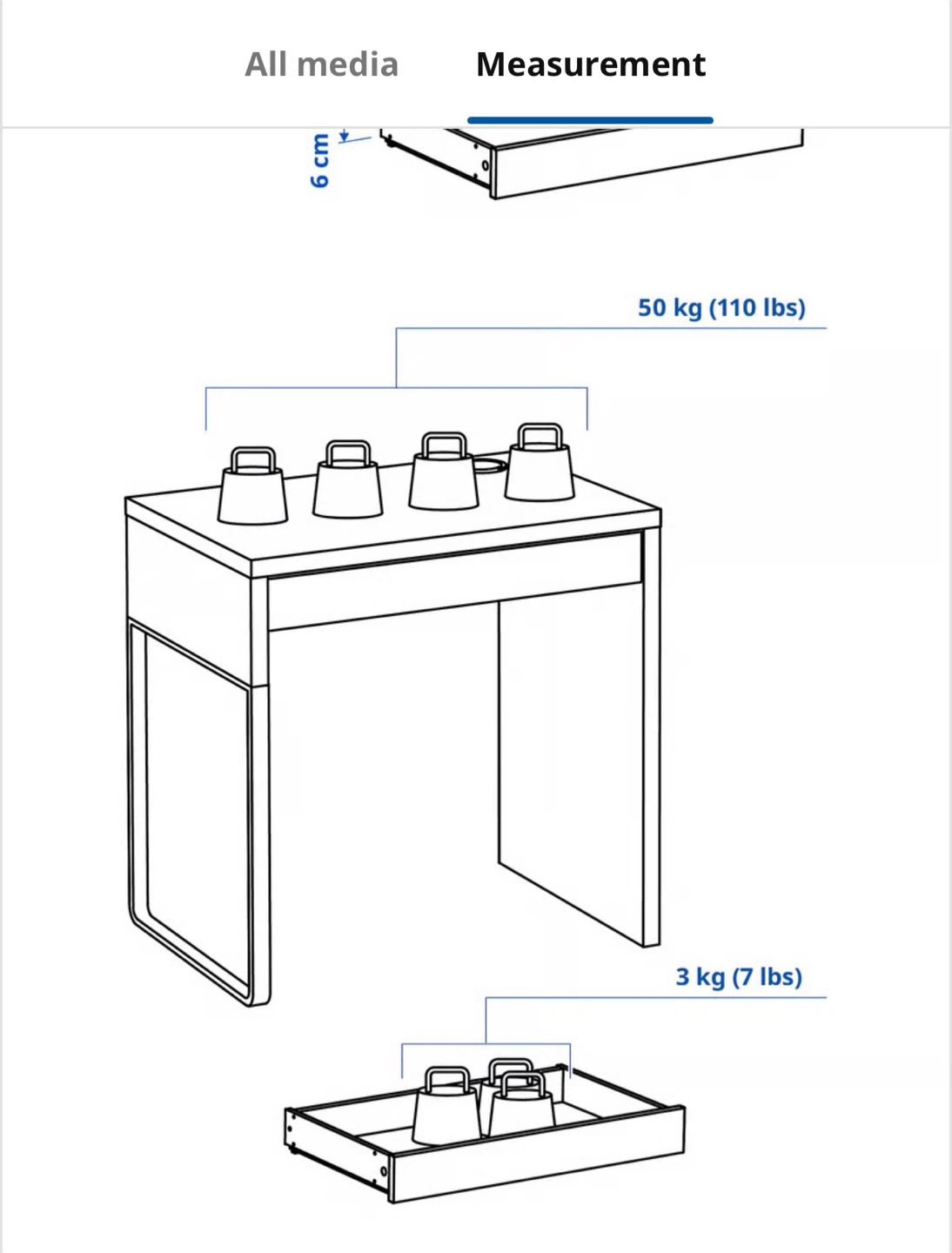White IKEA MICKE Desk with Drawer - photo 4