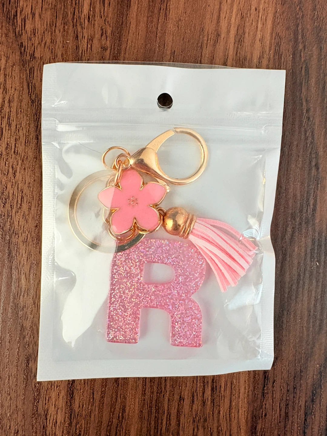 Glitter Letter R Keychain with Flower Charm - photo 4