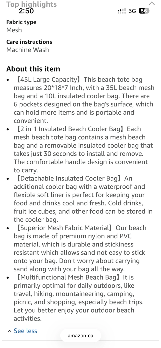 New Brace Master Beach Tote Bag with Detachable Insulated Cooler - photo 2