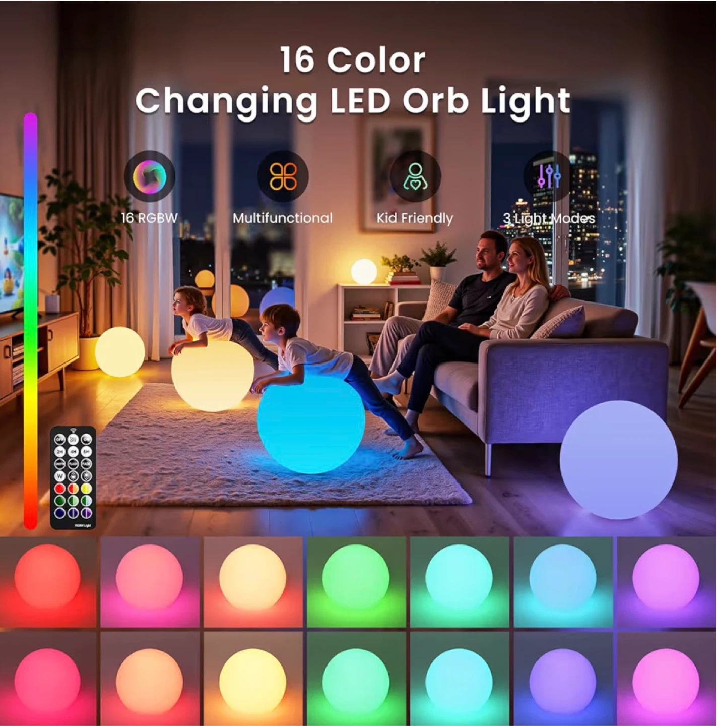 LOFTEK 16 Color Changing LED Orb Light with Remote - photo 3