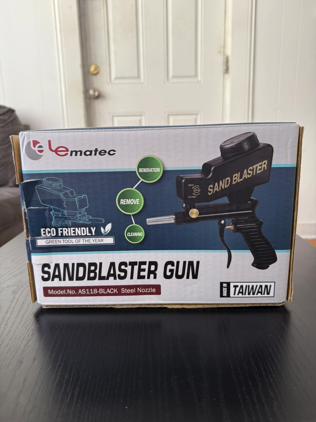 Lematec Sand Blaster Gun AS118-BLACK Steel Nozzle
