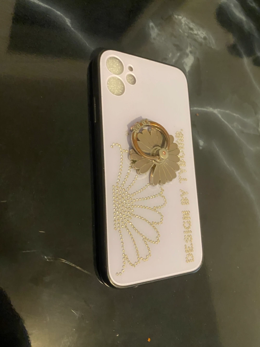 Lavender Phone Case with Rhinestone Daisy and Ring Holder