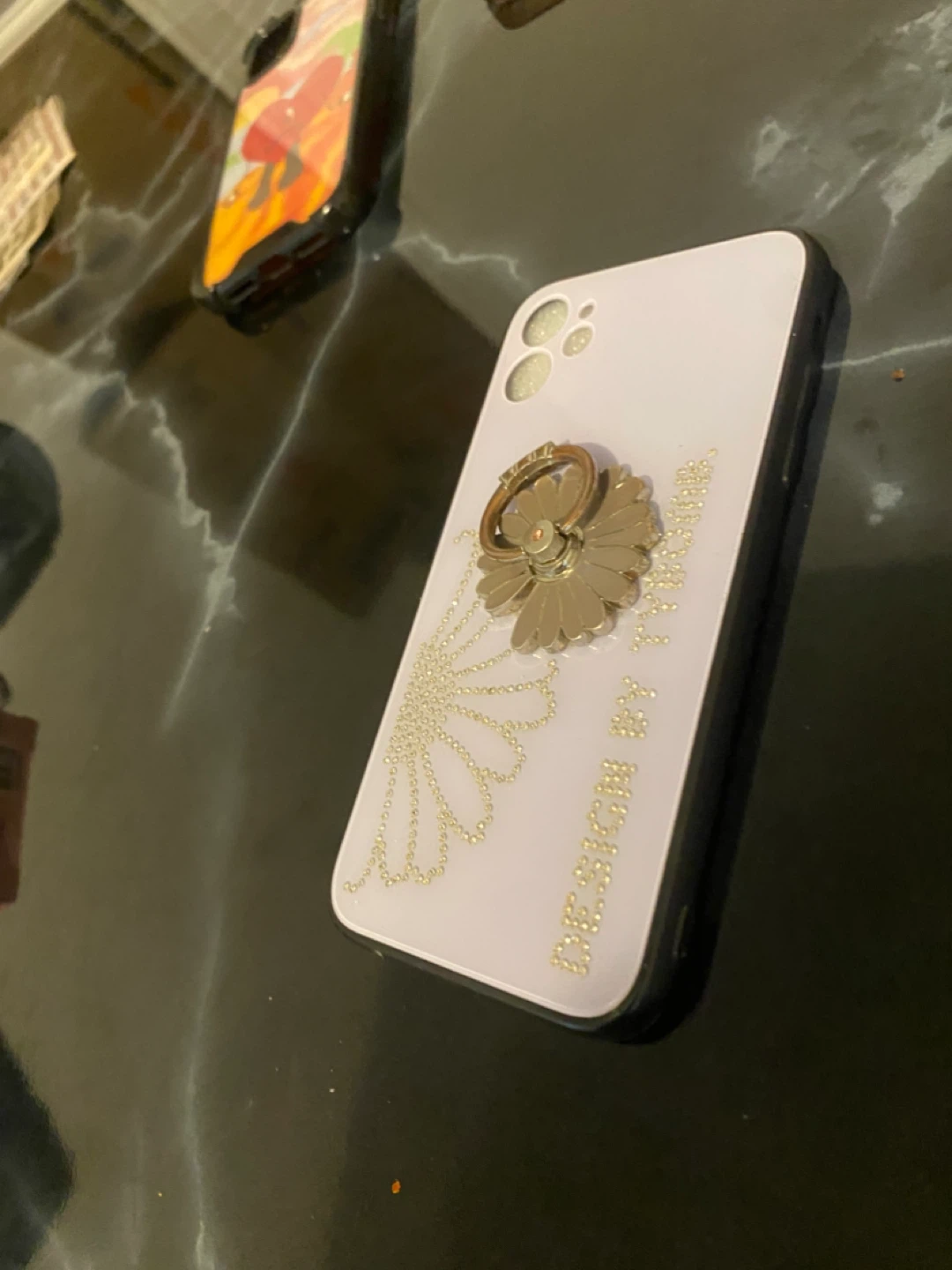 Lavender Phone Case with Rhinestone Daisy and Ring Holder - photo 2