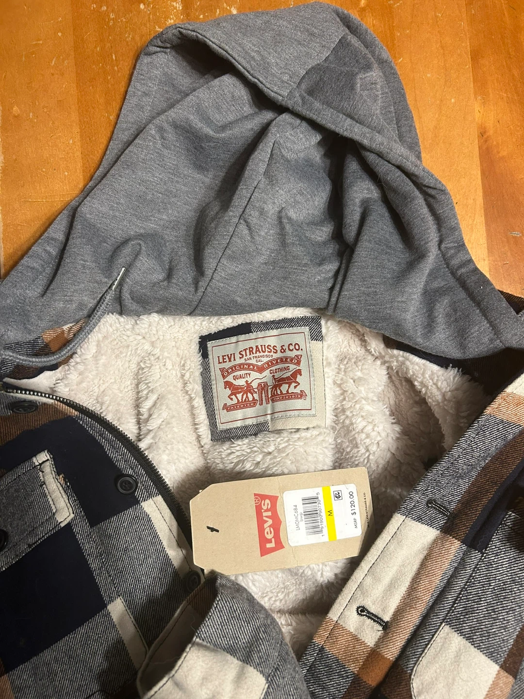 Levi's Sherpa Lined Flannel Shirt Jacket with Hood - photo 2