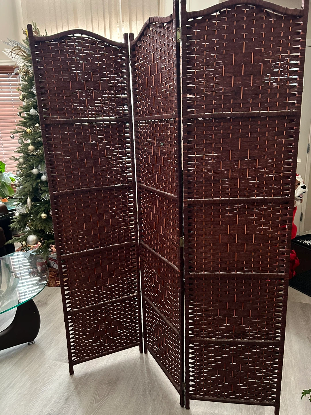 3-Panel Woven Room Divider Screen