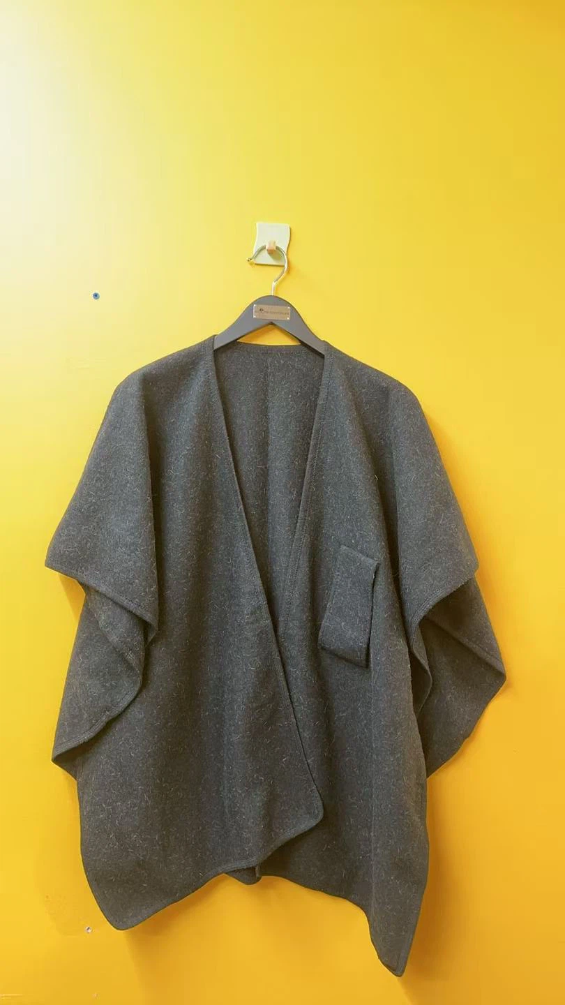 Women's Grey Wool Blend Cape Shawl - photo 2