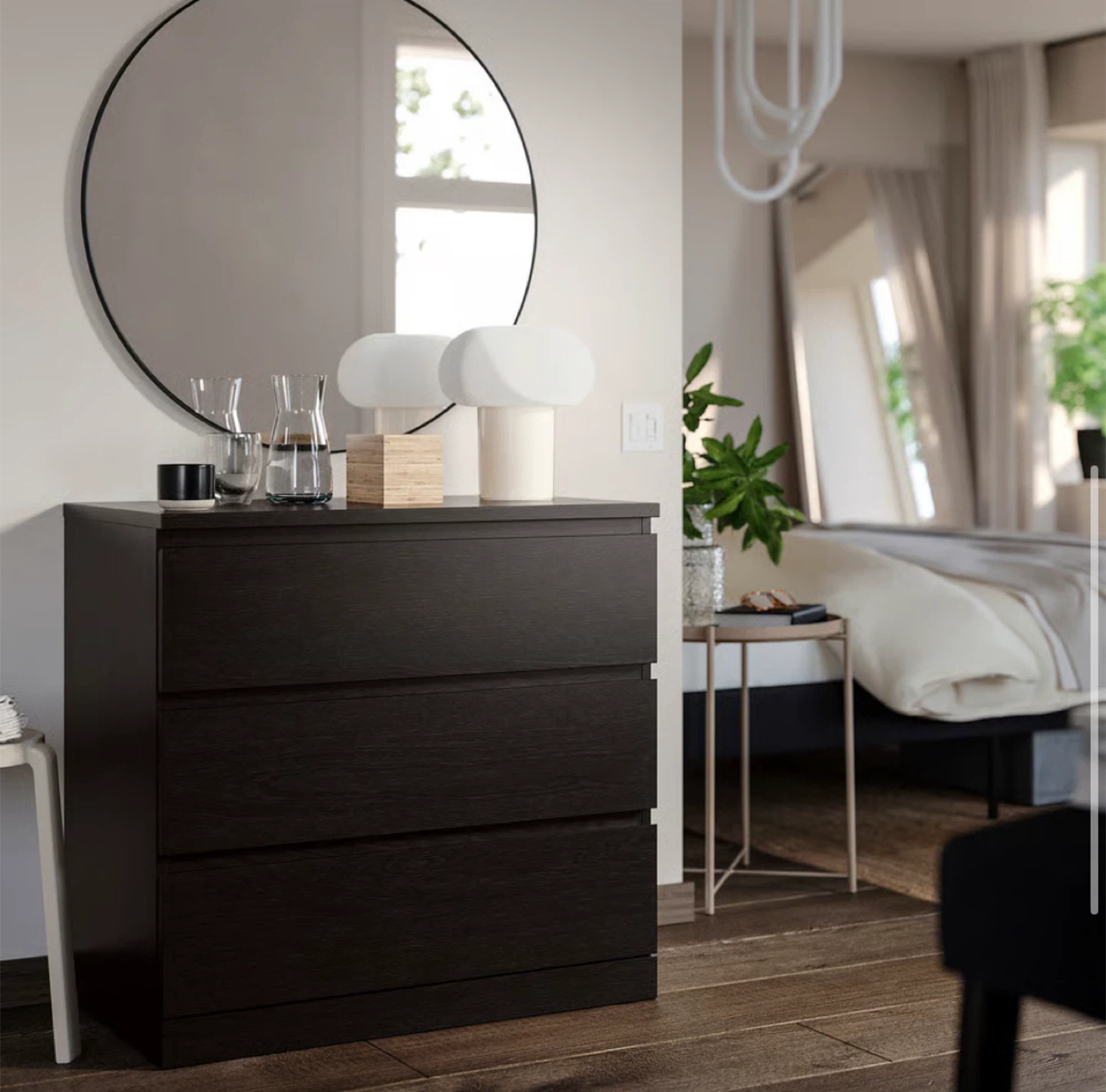 IKEA MALM 3-Drawer Dresser - Black-Brown - photo 4