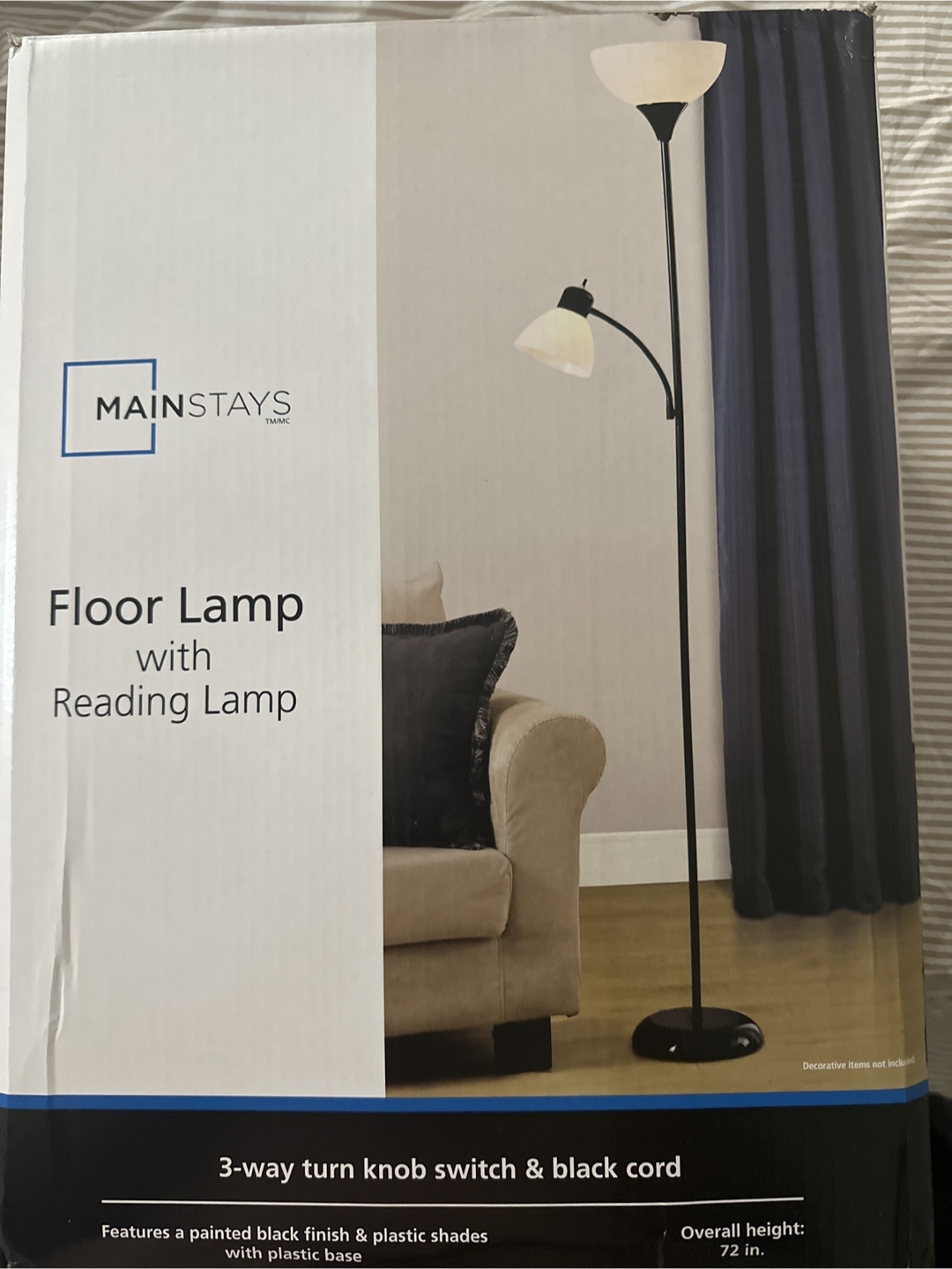 Mainstays Floor Lamp with Reading Lamp - Black