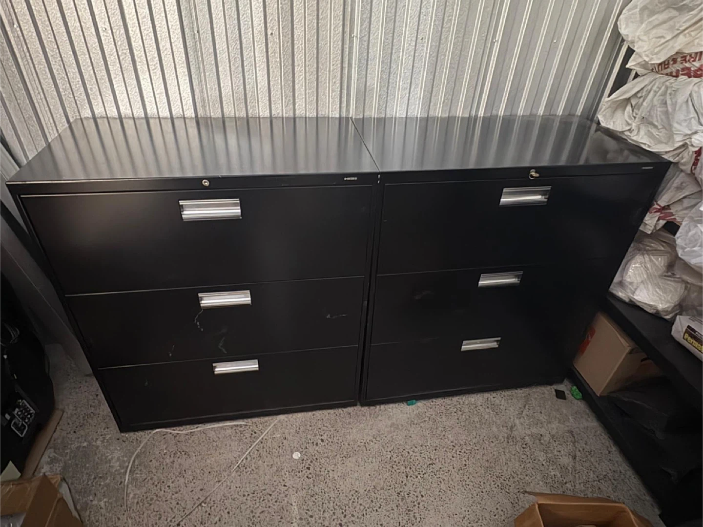 Black Metal Filing Cabinets - 2 units