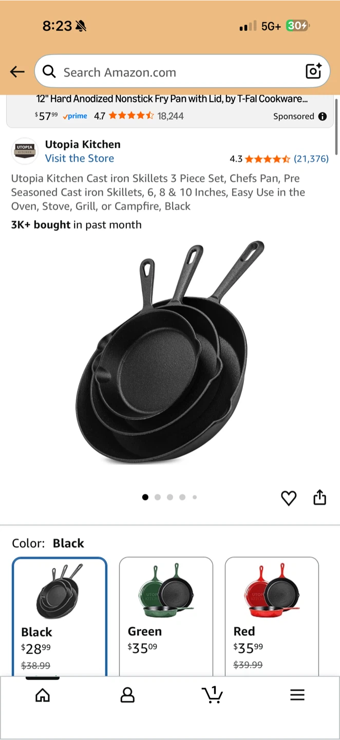 Utopia Kitchen Cast Iron Skillet Set (3 Piece) - photo 2