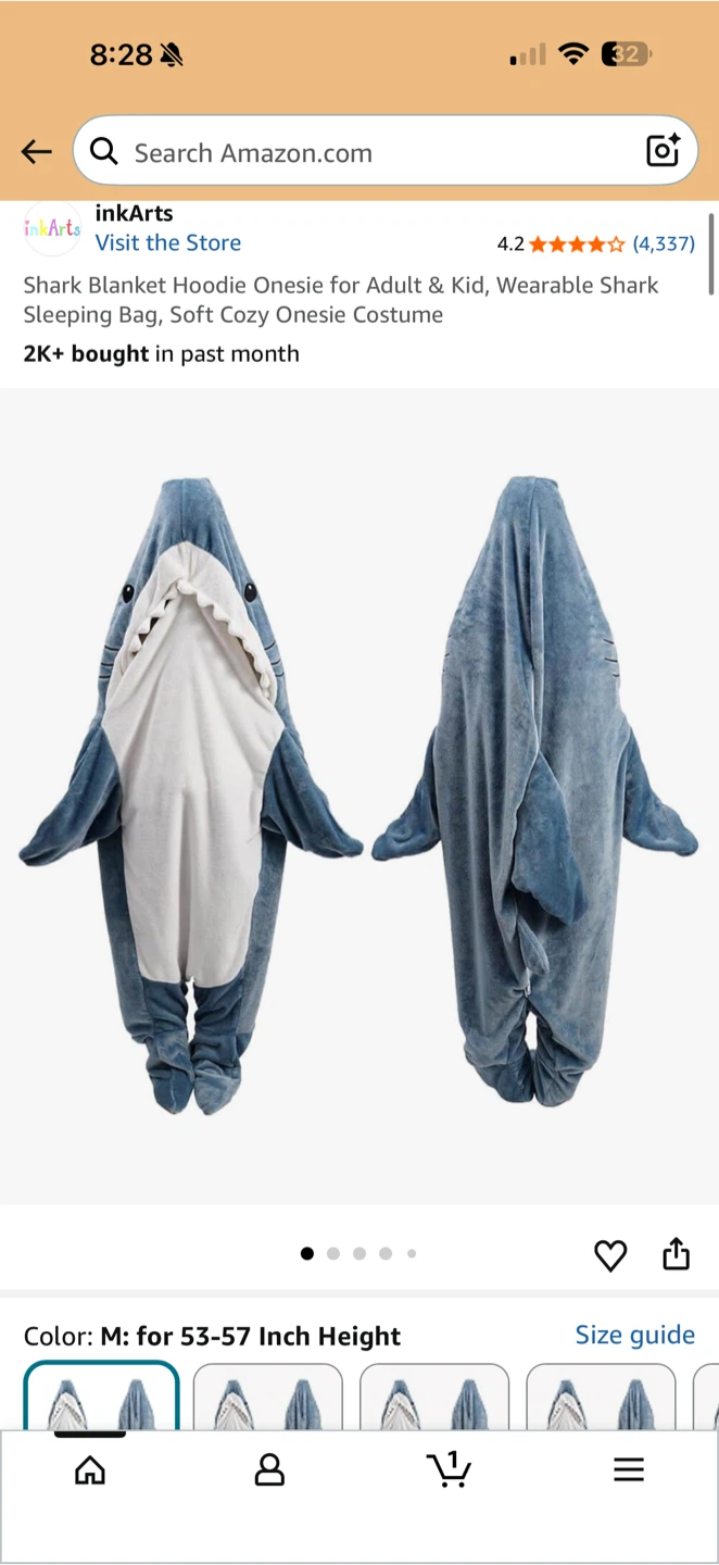 InkArts Shark Blanket Hoodie Onesie Costume - photo 3