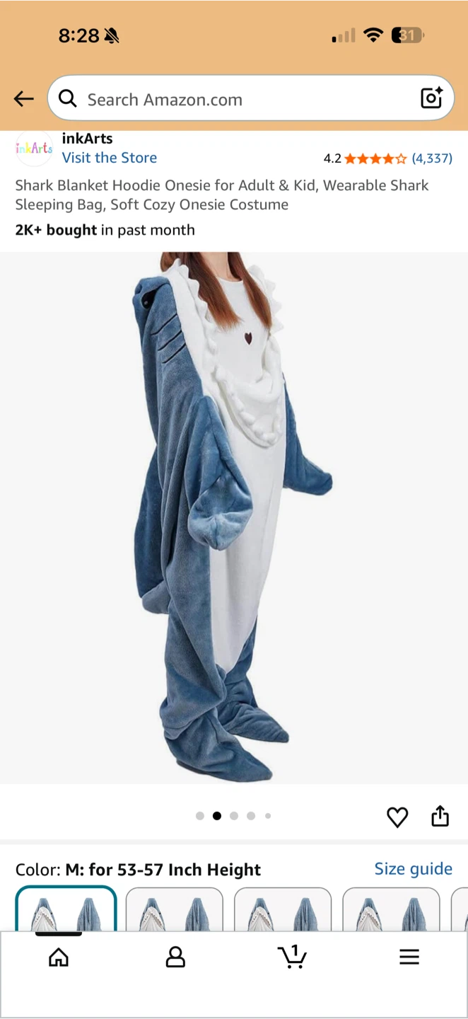 InkArts Shark Blanket Hoodie Onesie Costume - photo 2
