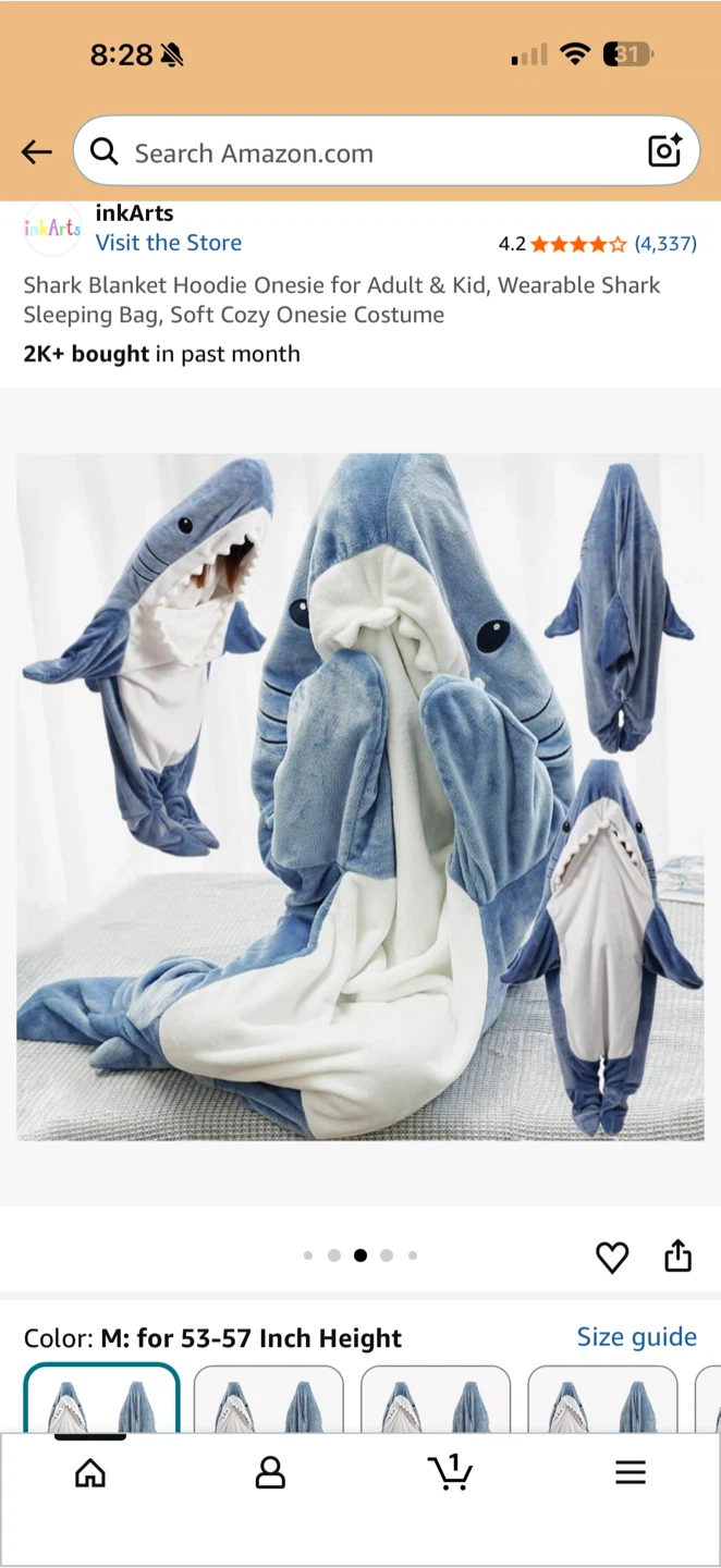 InkArts Shark Blanket Hoodie Onesie Costume