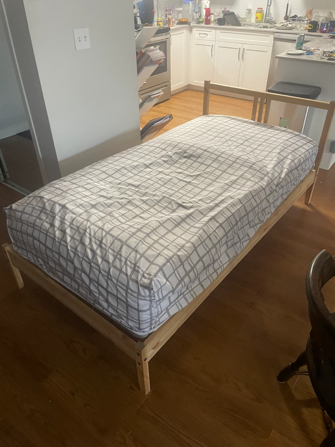 Wooden Single Bed Frame + Mattress