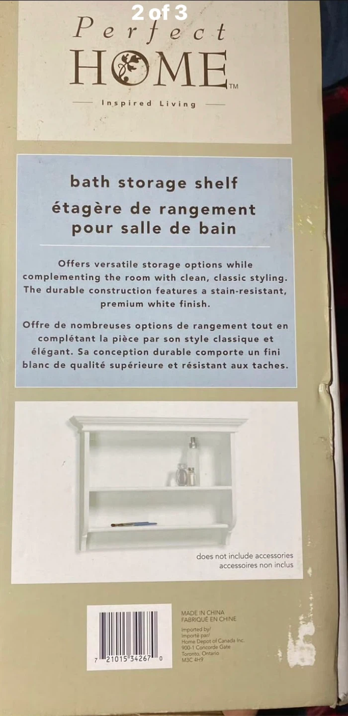 New Bathroom Wall Shelf - Fully Assembled (White) - photo 2