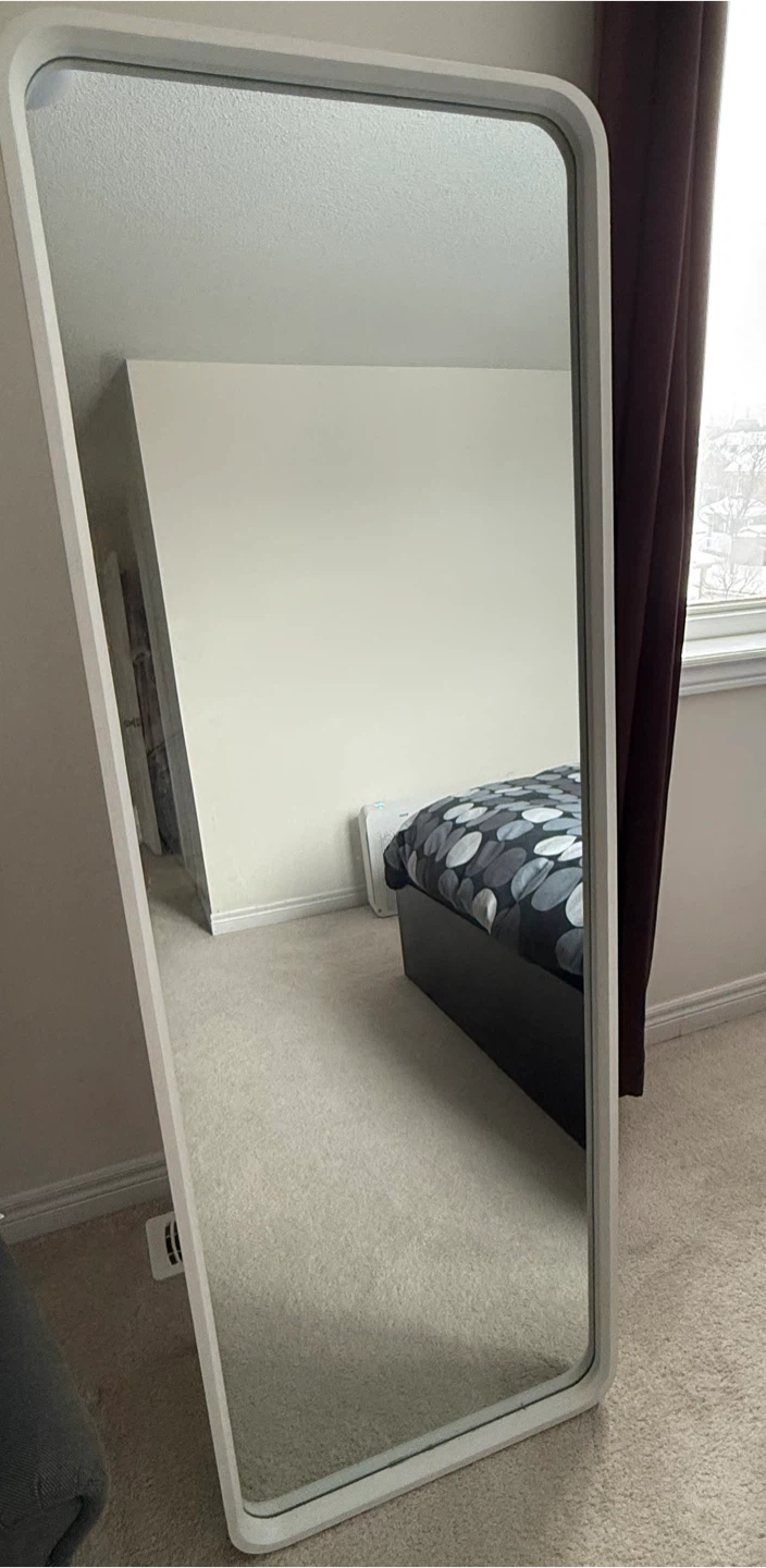 Full Length White Sturdy Standing or Hanging Mirror