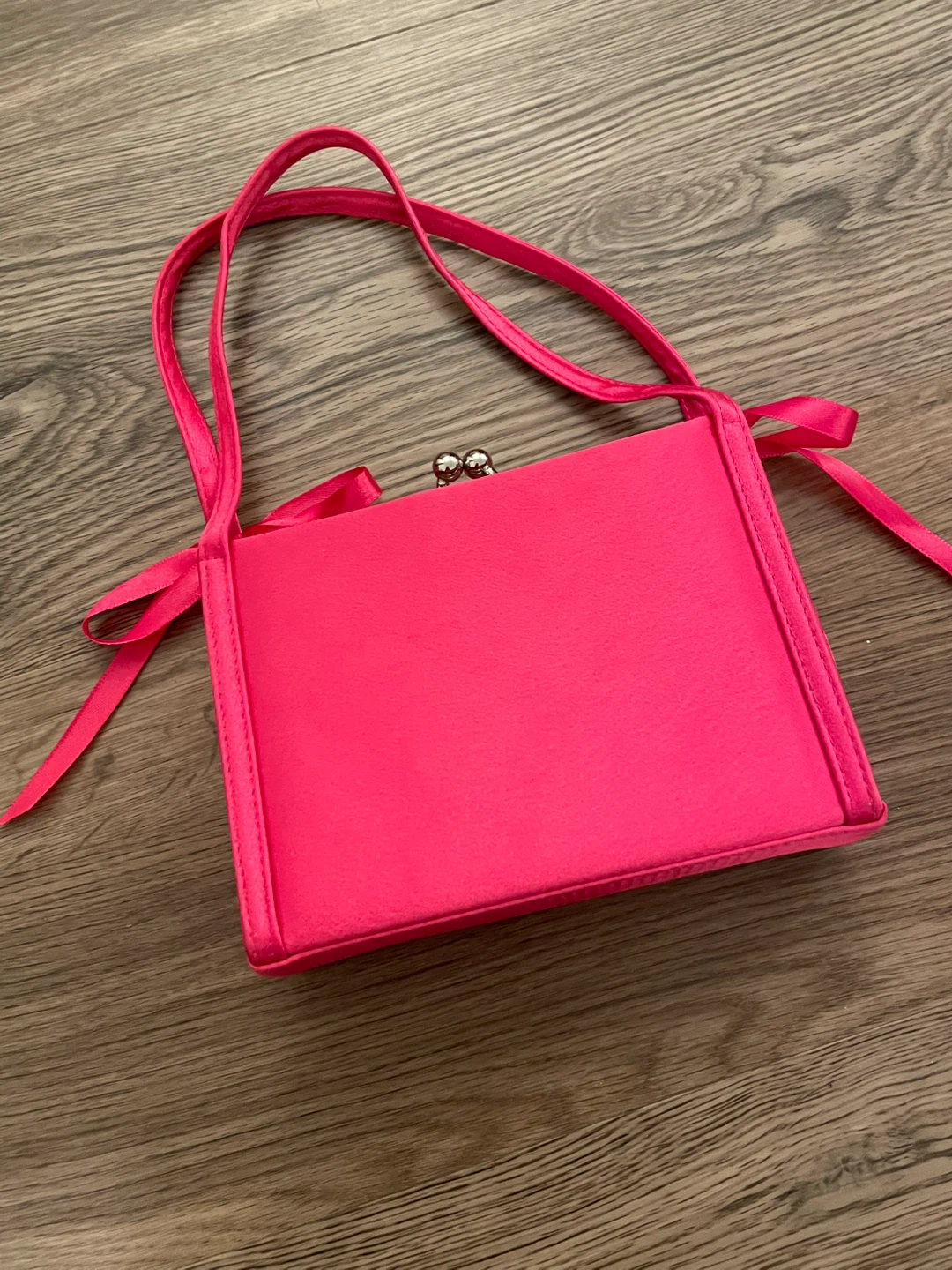 Vintage Hot Pink Beads Bag with Bows - photo 4