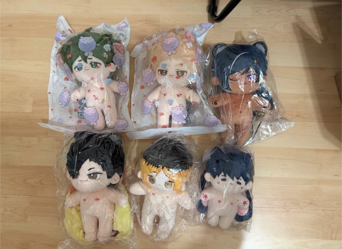 Assorted anime 20cm plush dolls set fanmade Haikyuu JJK Genshin