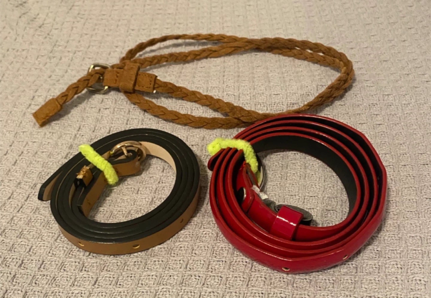Set of 3 Women's Belts - Brown, Black, and Red