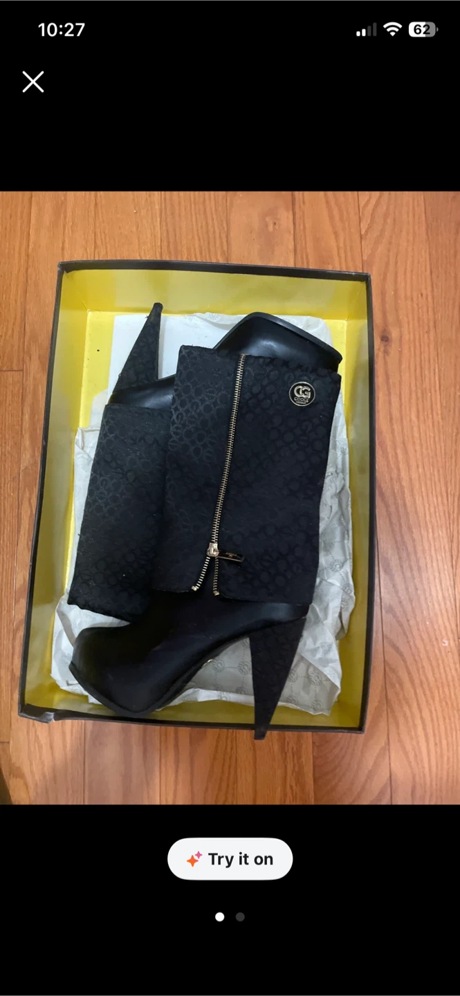 Guess Black Patterned Heeled Boots