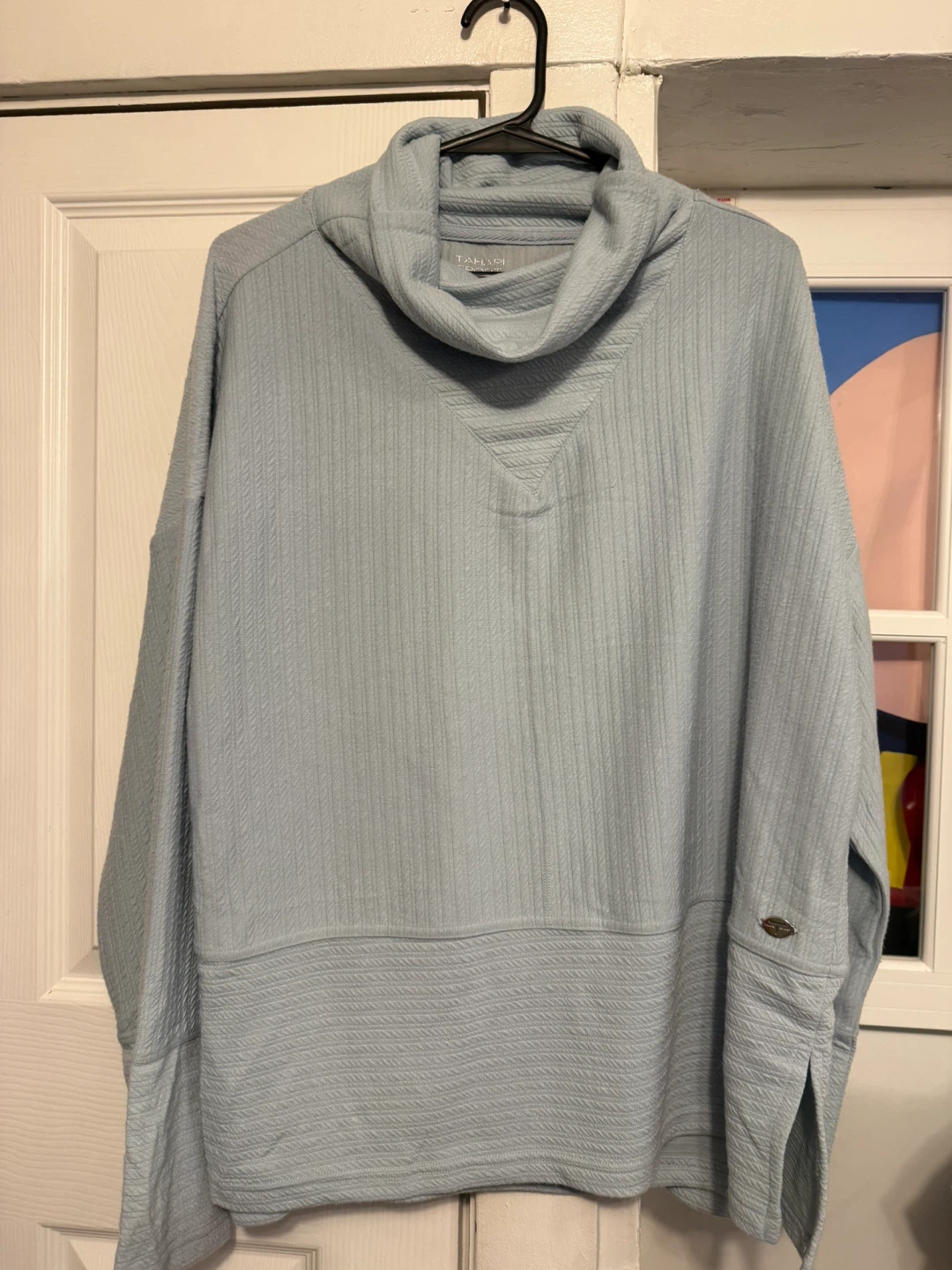 Tahari Sport Blue Cowl Neck Pullover Top 1X - photo 2