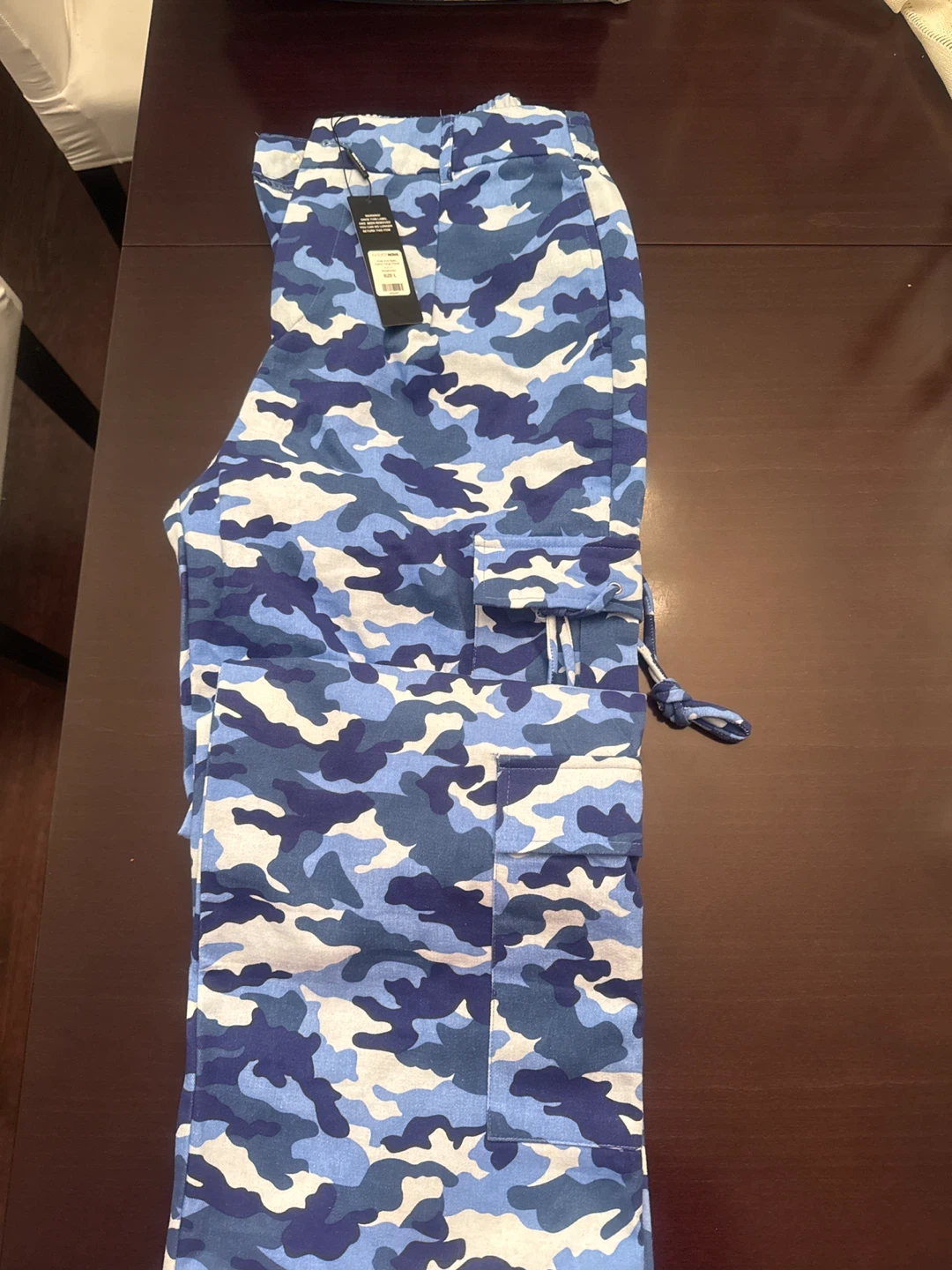 Fashion Nova Blue Camo Cargo Pants - Size L - photo 2