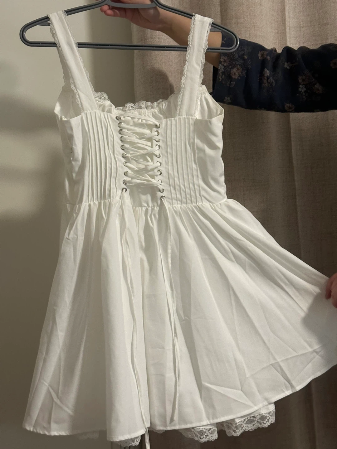 White Cottagecore Dress with Corset Back - photo 2