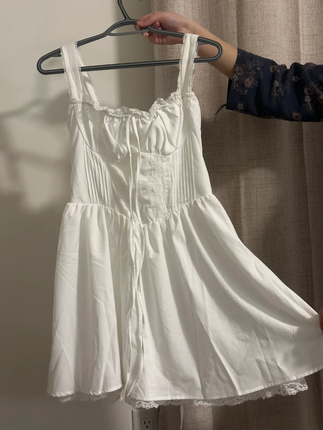 White Cottagecore Dress with Corset Back