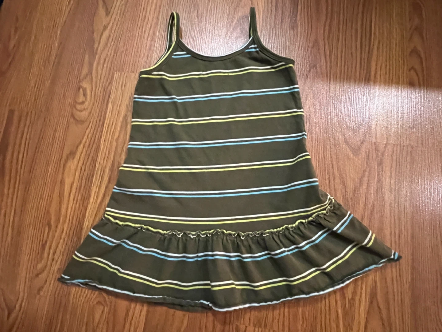 Old Navy girls XS sundress, striped olive cotton - photo 5