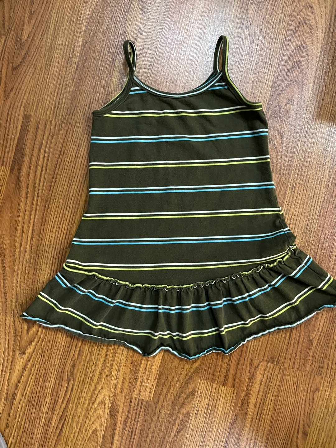 Old Navy girls XS sundress, striped olive cotton