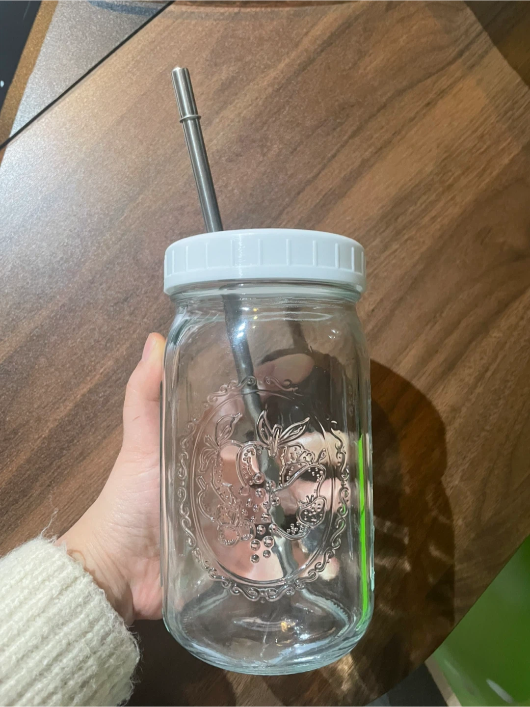 Glass Mason Jar Tumbler with Metal Straw