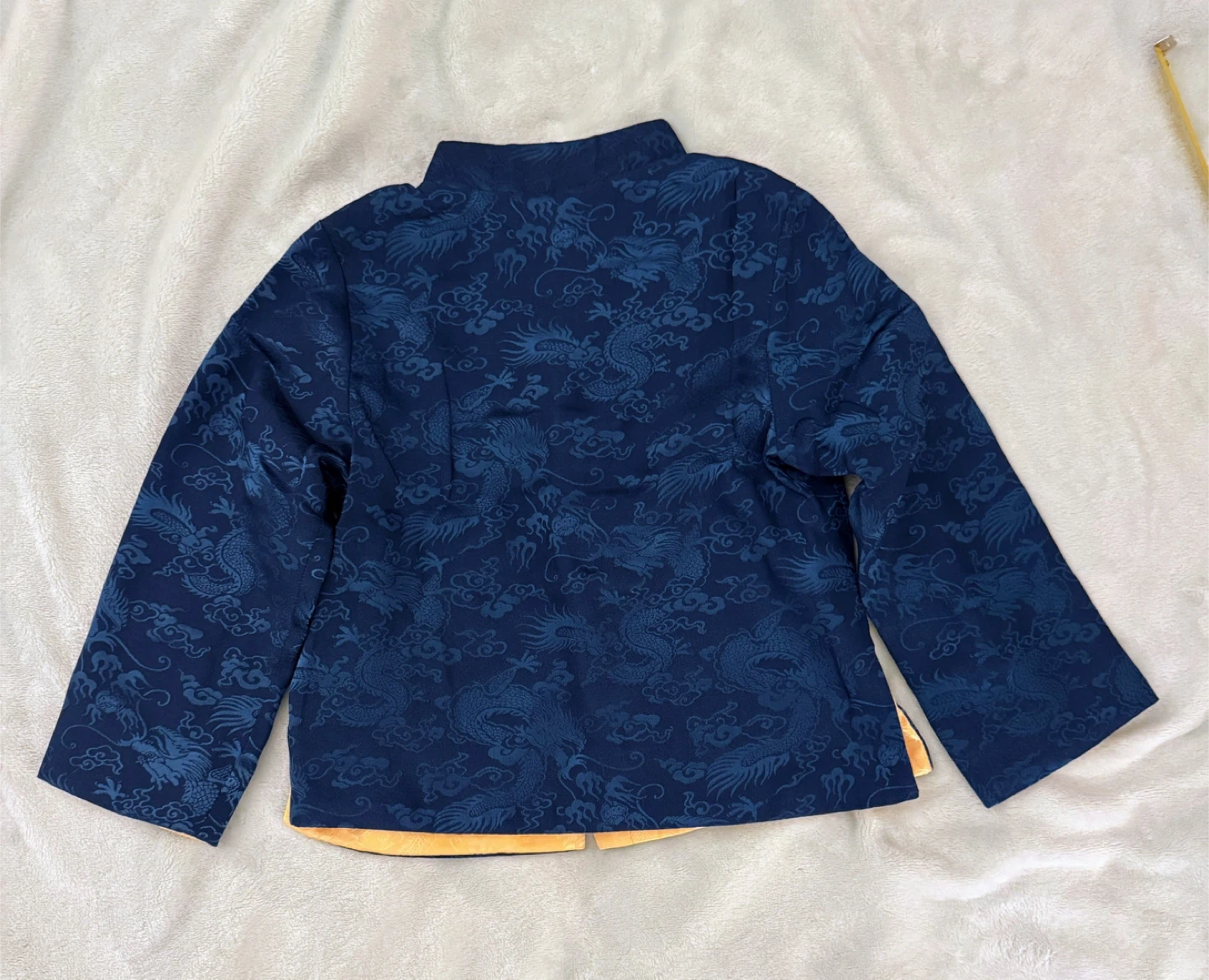 Chinese Dragon Brocade Jacket - Reversible Blue/Yellow - photo 2