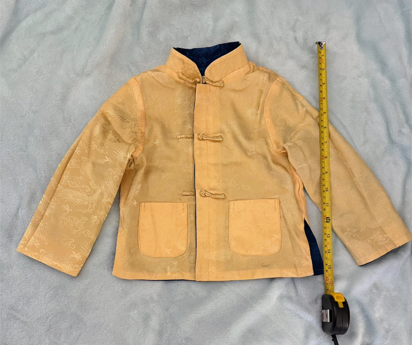 Chinese Dragon Brocade Jacket - Reversible Blue/Yellow - photo 3