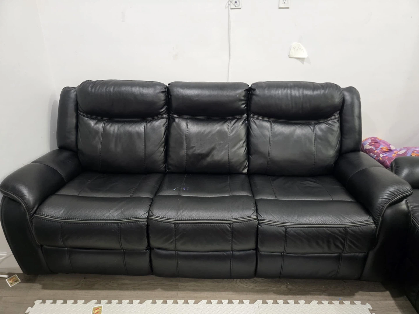 Black Leather power Recliner Sofa set with Cup Holders - photo 4