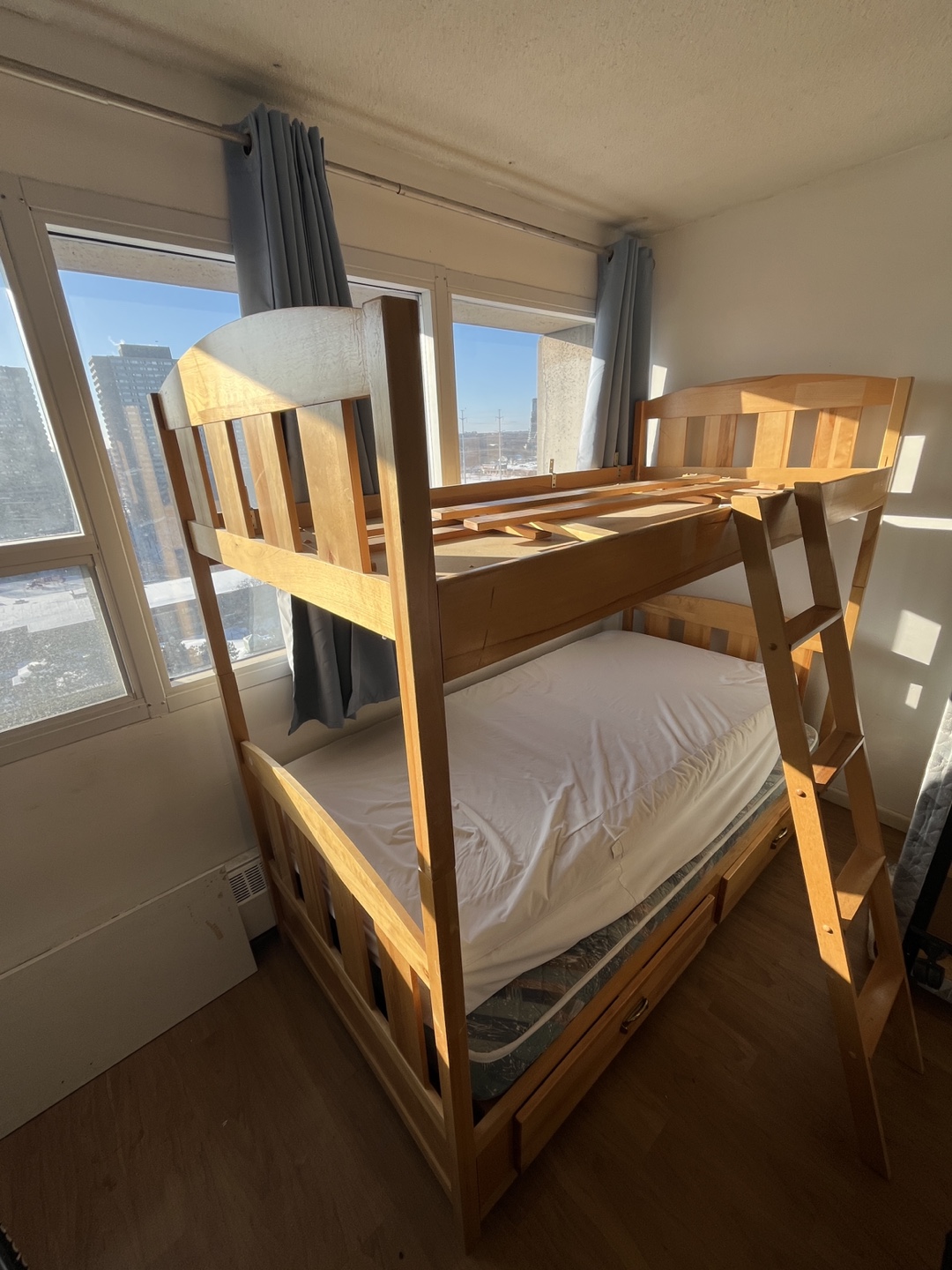 Wooden Bunk Bed with 2 Drawers