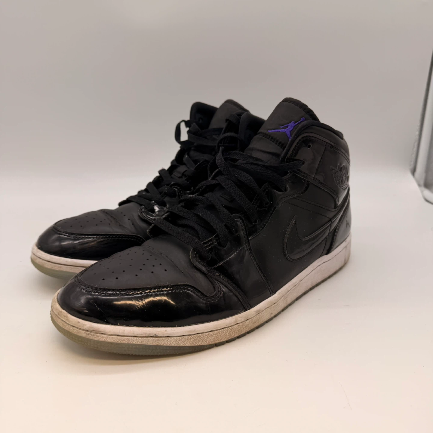 Nike Air Jordan 1 Mid Black Patent Sneakers - photo 3