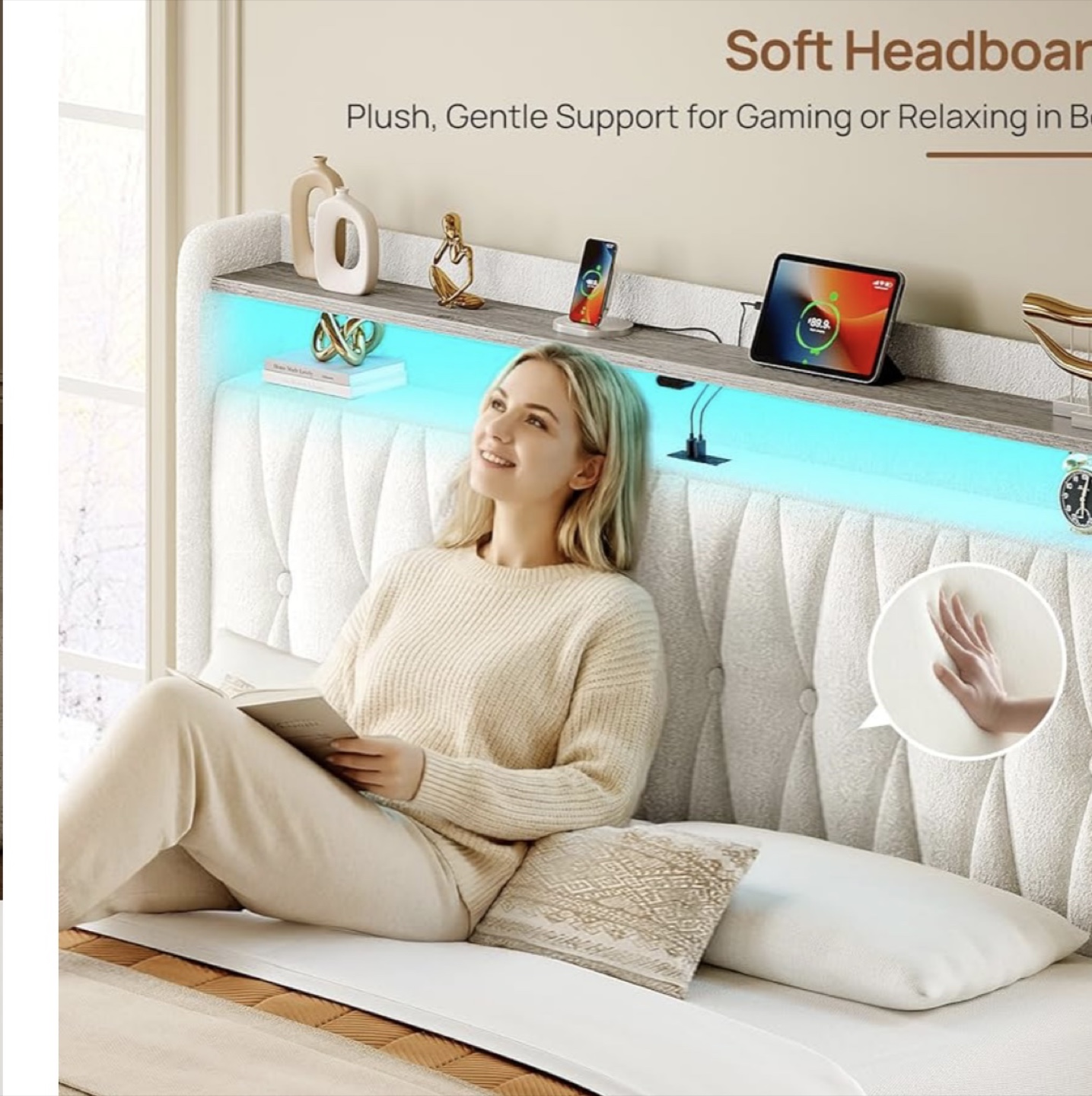 Queen Size Bed with RGB Lights and Storage Drawers - photo 4