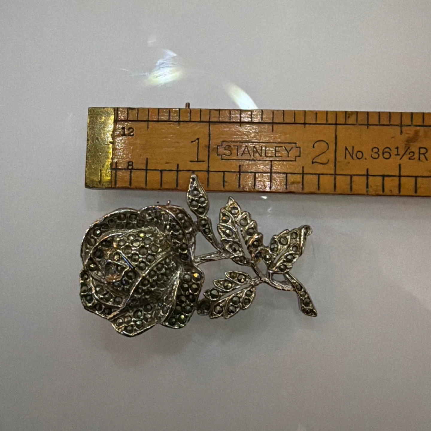 Vintage Rose Brooch with Marcasite Accents - photo 4