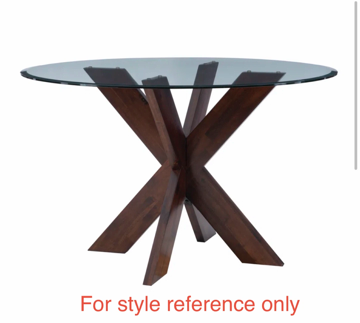 Round Glass Table Top with Wooden X-Base