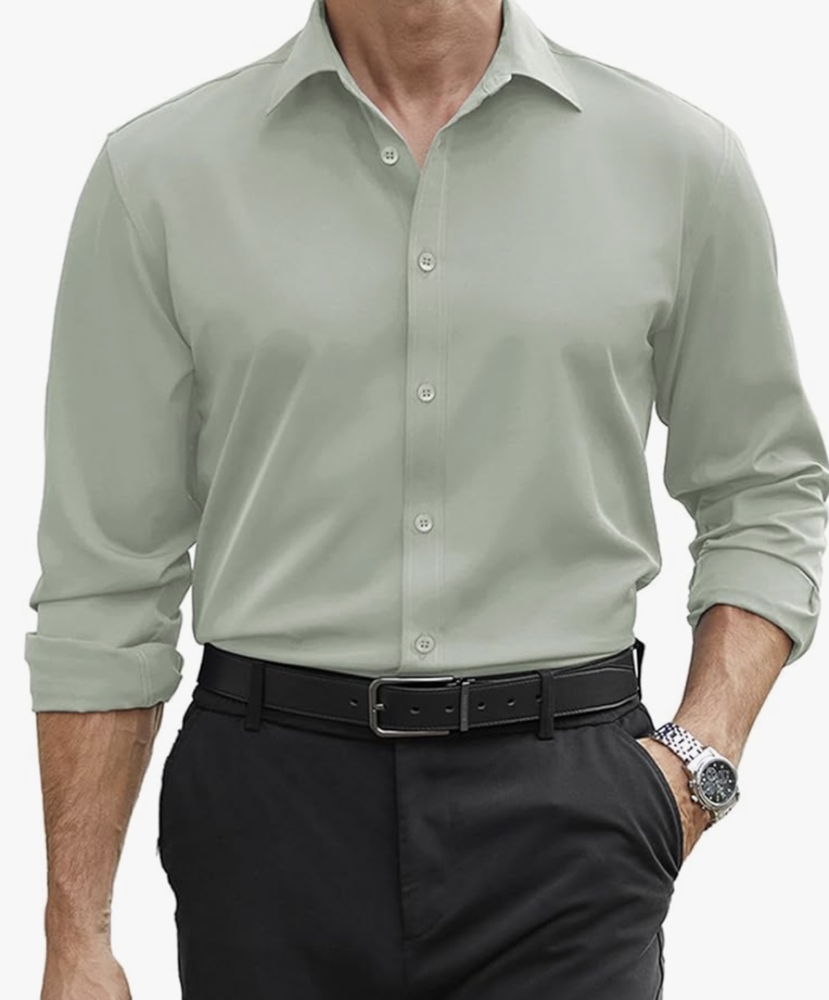 COOFANDY Long Sleeve Button-Up Shirt - Size S - photo 2