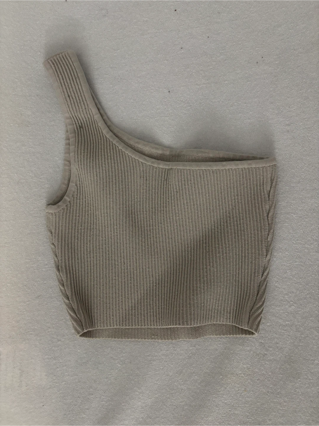 Babaton One-Shoulder Ribbed Tank Top - Beige XS