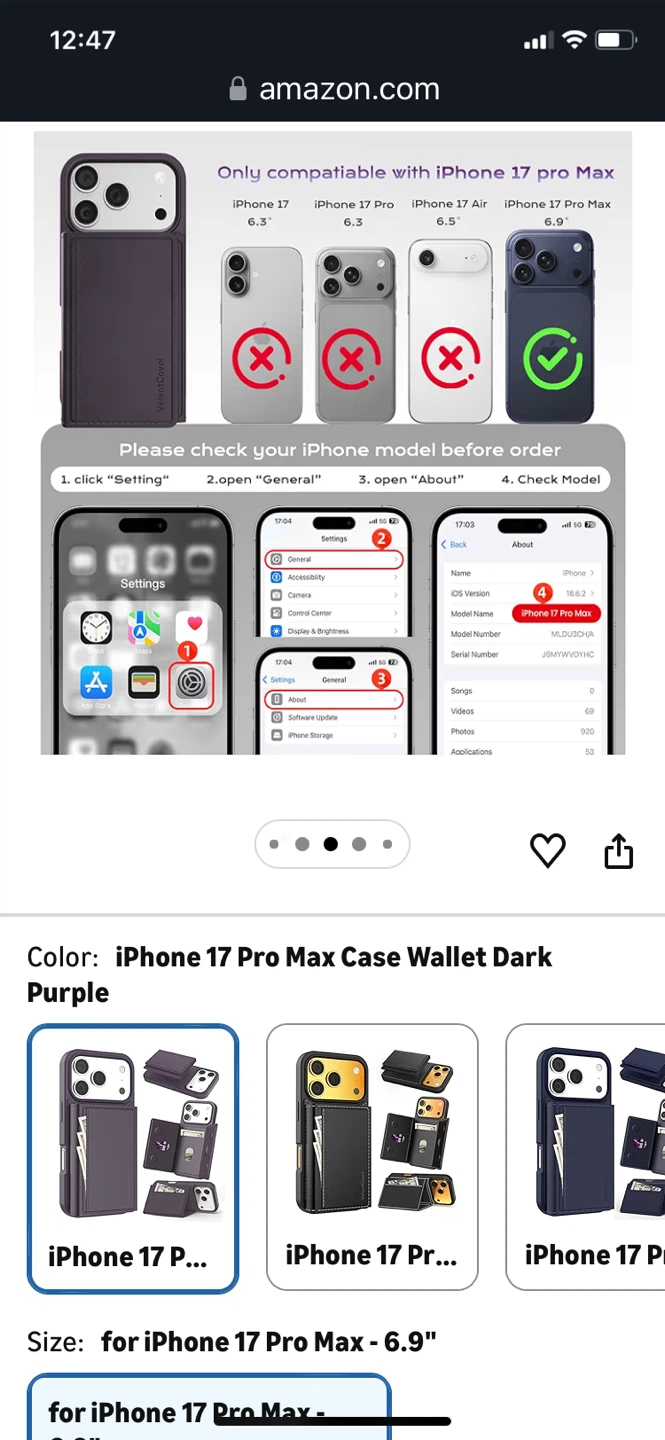 VelvetCovel iPhone 17 Pro Max Case Wallet Dark Purple - photo 2