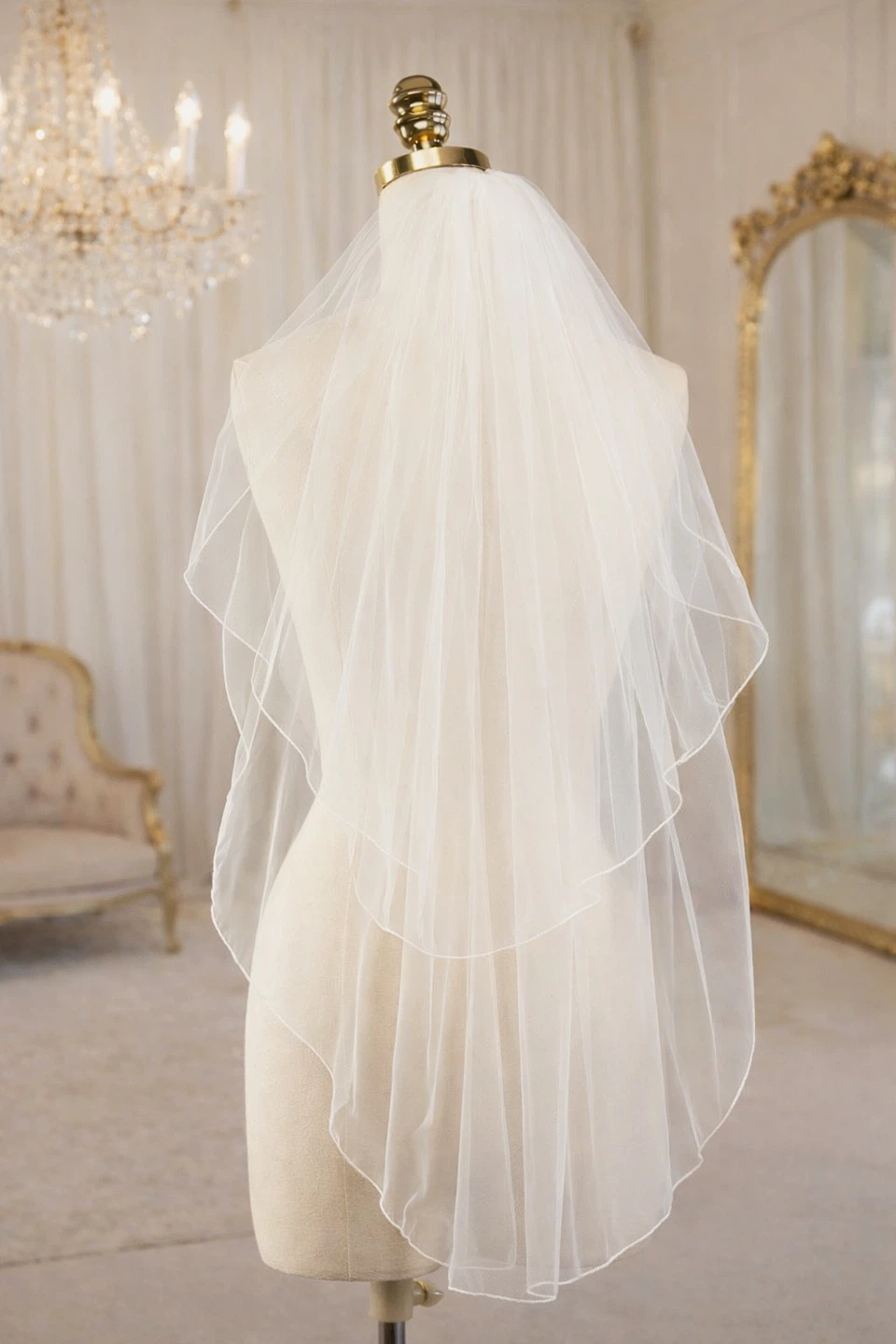 Waist length bridal veil - photo 3